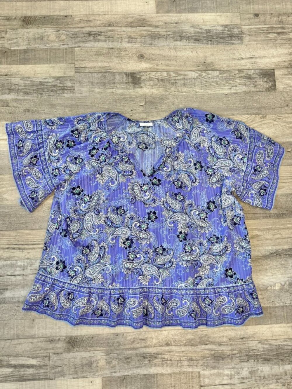 J. Jill periwinkle floral paisley flutter sleeve top size 2X J39